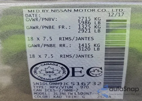 2018 Infiniti Qx60 z USA, uszkodzony, nr VIN 5N1DL0MM9JC516732